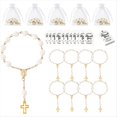 thumbnail image 1 of 20 Juegos de Rosarios Acrílicos para Bautizos, con Etiquetas de Agradecimiento y Bolsas de Organza, Dorados., 1 of 5
