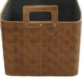 thumbnail image 3 of DecMode 15"W, 14"H Leather Modern Storage Basket, Brown, 2-Piece, 3 of 7