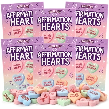Valentine’s Day Affirmation Conversation Hearts, Positive Candy, Inspirational Gift, Pack of 6, 1 Ounce Each