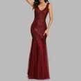 thumbnail image 4 of ZAZYULZ Women Beach Sun Dress Womens Sequin Double V Neck Lace Embroidered Bodycon Mermaid Evening Dress for Women Sundresses for Women Women Beach Bohe Sundresses Sun Dresses for Women 2024(Red,M), 4 of 8