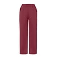 thumbnail image 5 of Fabrcox Women's Wide-Leg Scrub Pants - Stretch Trousers with Cargo Pockets, Elastic Waistband for Nurses ,Red L, 5 of 6