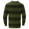 thumbnail image 5 of Mens Pullover Sweater Striped Knitted Round Neck Loose Fit Mens Workout Jacket,Green,2XL, 5 of 5