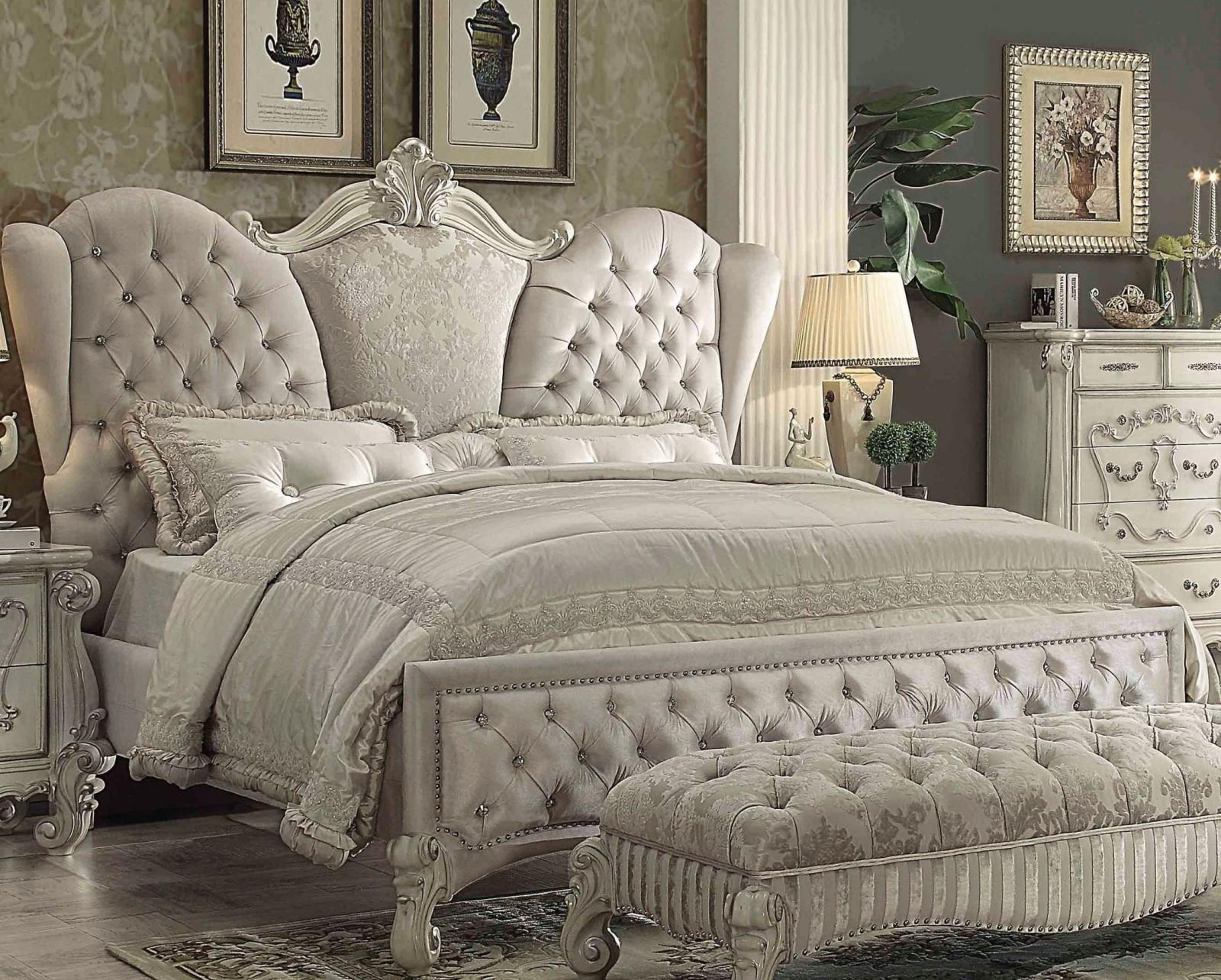 Acme Furniture 21127EK Versailles Ivory Velvet & Bone White King Bedroom Set 3Pc - image 2 of 9