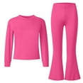 thumbnail image 4 of breaise Two Piece Outfit for Girls Long Sleeve Crop Top and Flare Pants Set Lounge 2 Piece Yoga Tracksuit, 4 of 6