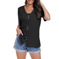 thumbnail image 3 of FIUFY Womens Button Down Cardigans Summer Casual Short Sleeve Open Front Knitted Top Shirts, 3 of 5