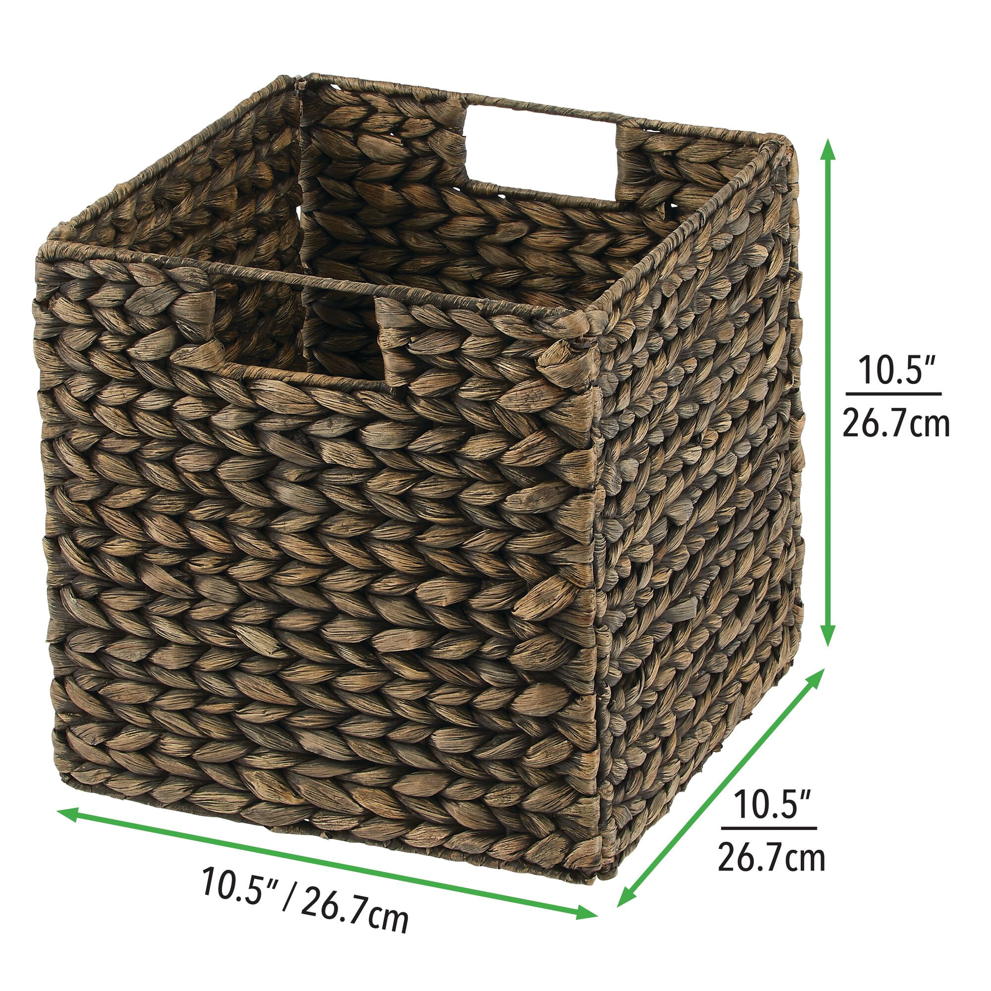 mDesign Woven Hyacinth Kitchen Storage Organizer Basket Bin, 8 Pack, Black Wash