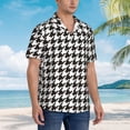 thumbnail image 3 of Balery Houndstooth Black And White Camisas hawaianas de manga corta para hombre, camisas playeras de corte holgado, camisas de vacaciones con botones,3X-Large, 3 of 7