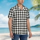 thumbnail image 3 of Balery Houndstooth Black And White Camisas hawaianas de manga corta para hombre, camisas playeras de corte holgado, camisas de vacaciones con botones,XX-Large, 3 of 7