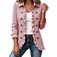 thumbnail image 3 of Cmtiyu Ruffled Trim Jackets for Women Long Sleeve Laple Double Button Plaid Jacket Casual Fall Outerwear Jacket Tops S-3XL, 3 of 10