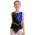 thumbnail image 2 of Hansber Girls One Piece Ballet Dance Leotard Tumbling Outfit Rhythmic Skirted Bodysuit Jazz Latin Dance Dress Blue 12, 2 of 6