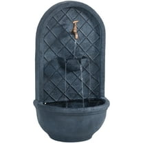 Sunnydaze Messina Polystone Outdoor Wall Fountain, Lead Finish