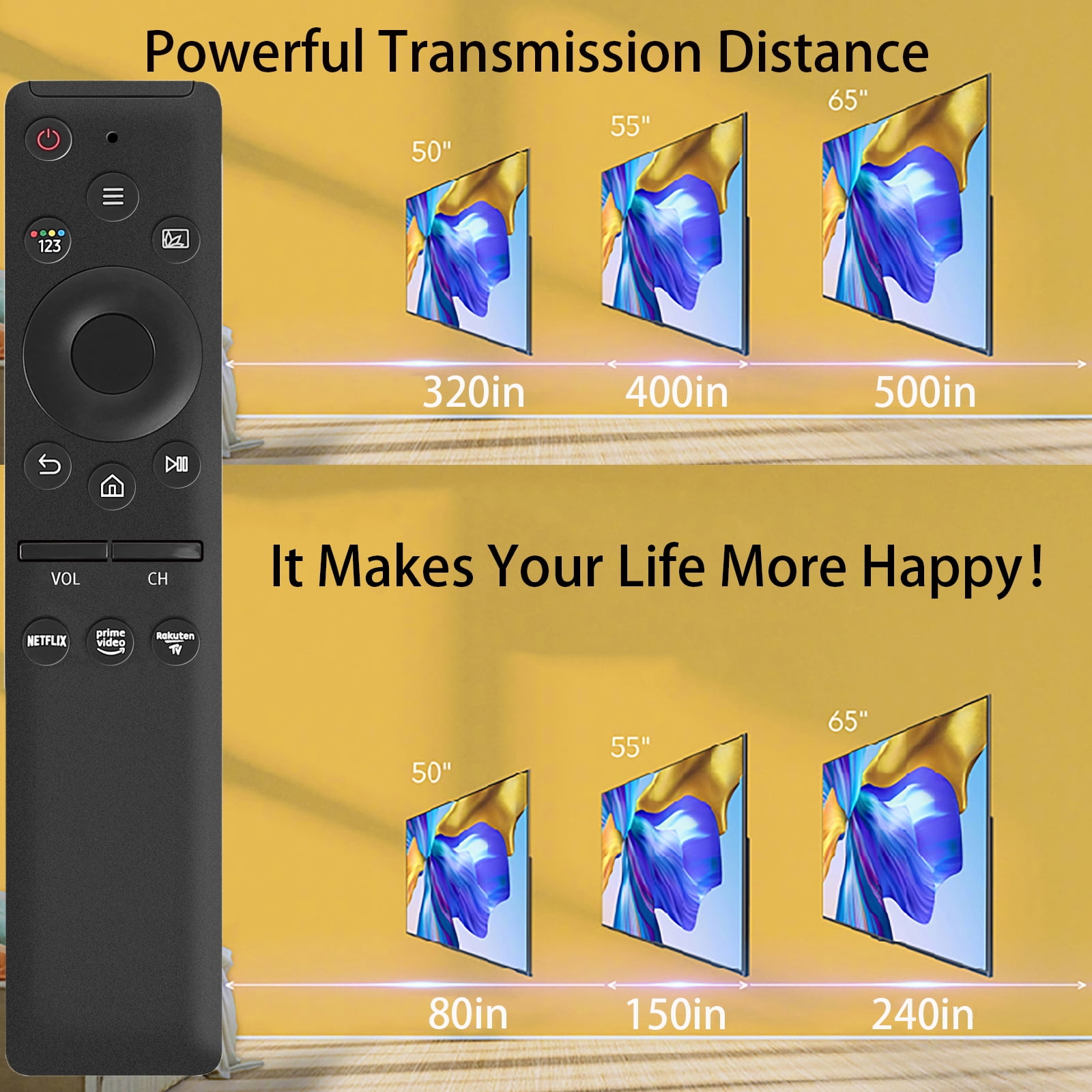 Universal Remote Control Compatible for All Samsung Smart-TV LCD LED UHD QLED 4K HDR TV Remote, with Netflix, Prime Video Buttons