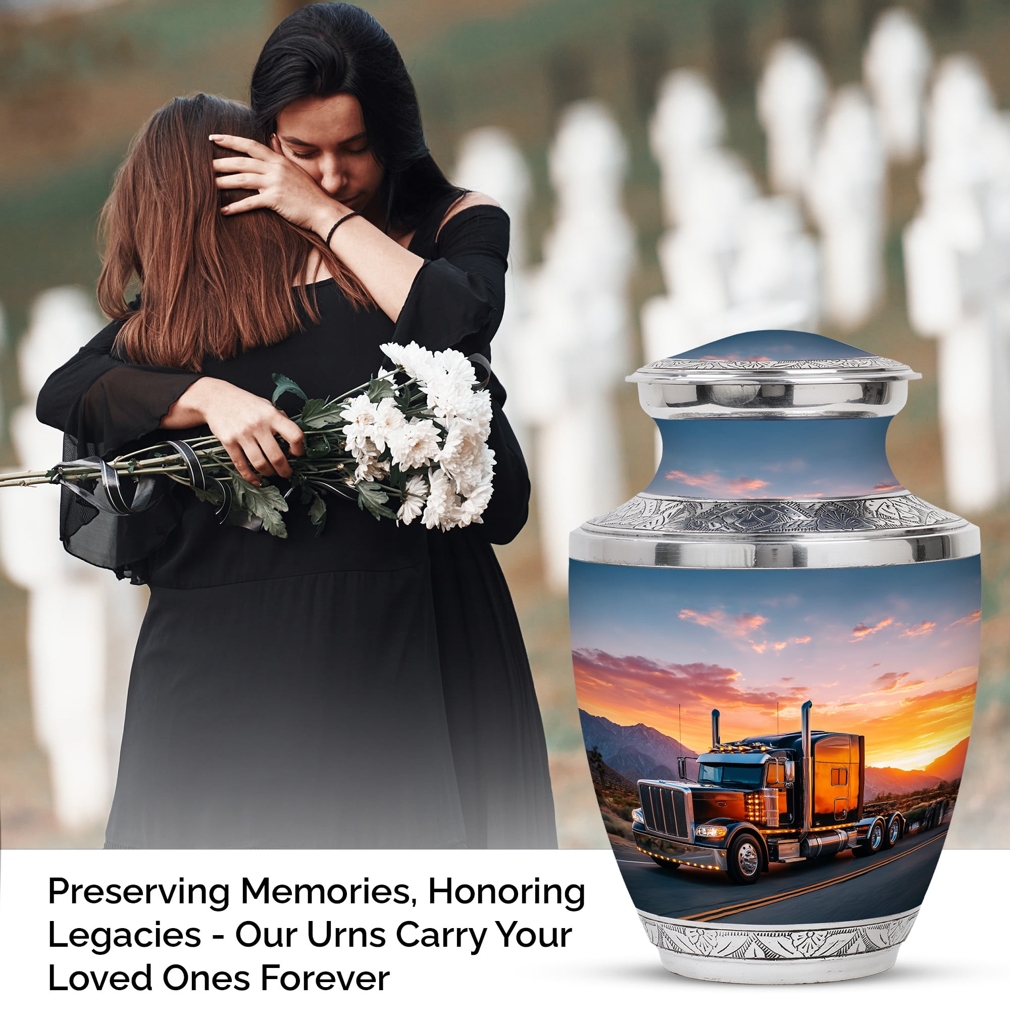 Truck Cremation Urns for Human Ashes Adult Male, Memorial Burial Box, Decorative Funeral Keepsake Urn for Loved One’s Ashes - 6Inch - Medium Size Urn - 1Pcs