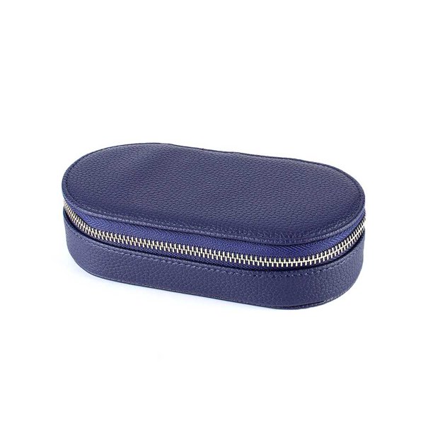 Joyero Minnieouse Collar Compartimentos Bolsillo Anillo Cremallera 2 capas Organizador Bolsa Azul oscuro