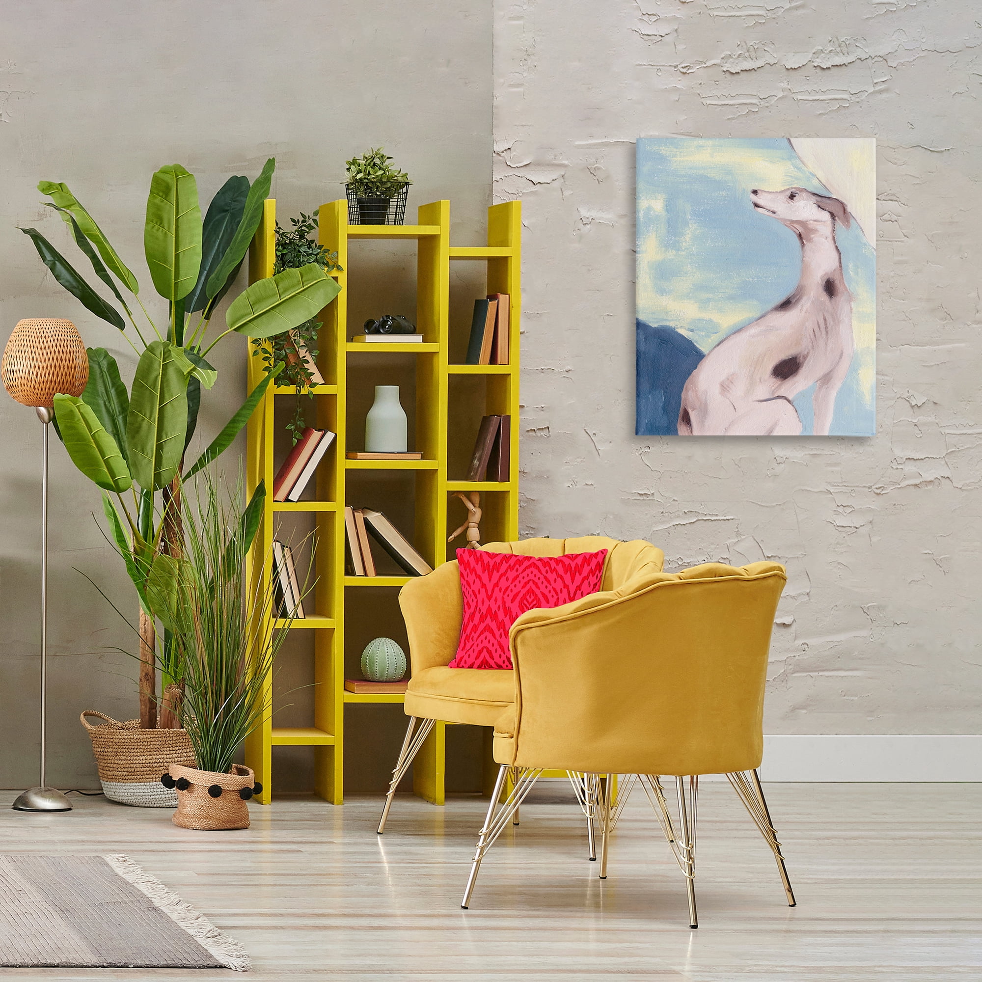 Stupell Industries Greyhound on Blue Animals & Insects Painting Gallery Wrapped Canvas Art Print Wall Art, 24 x 30
