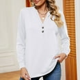 thumbnail image 5 of 2025 New Fashion Plus Size Fashion Women Casual V Neck Long Sleeve Solid Color T-Shirt Top Pullover Blouse, 5 of 8
