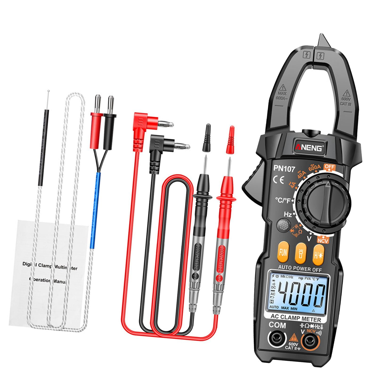 funtasica Digital Multimeter Handheld Smart Tester Lightweight Digital Clamp Meter Meter DC Ammeter for Fuses Vehicles Home , Black