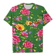 thumbnail image 4 of Penkiiy Floral Shirts for Women's T-Shirts Women's Tops Flower Printing Round Neck Short Sleeved T-shirt Tops, 4 of 6