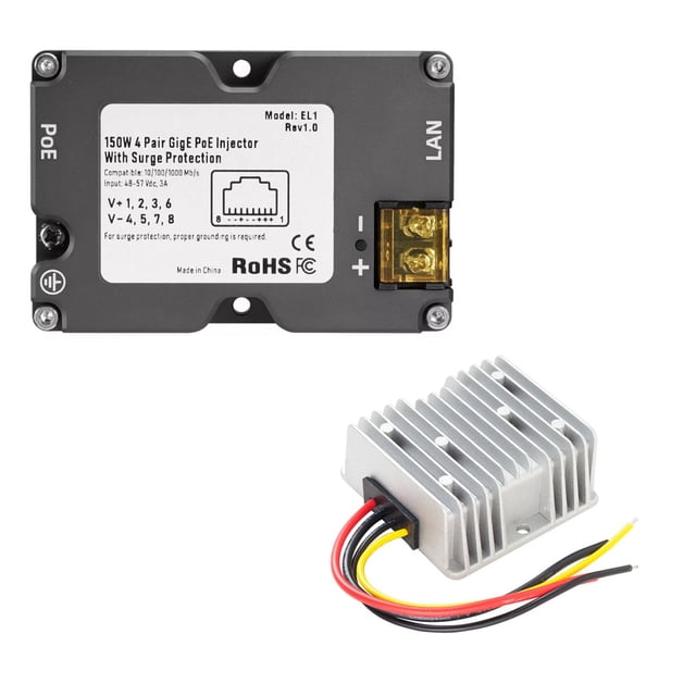 Inyector PoE, Administración Eficiente De Energía Inyector GigE PoE 150W DC 48-57V 3A Con ABS Surge ESD Safety 12V A 48V DC Boost Converter Para Enrutador De Computadora