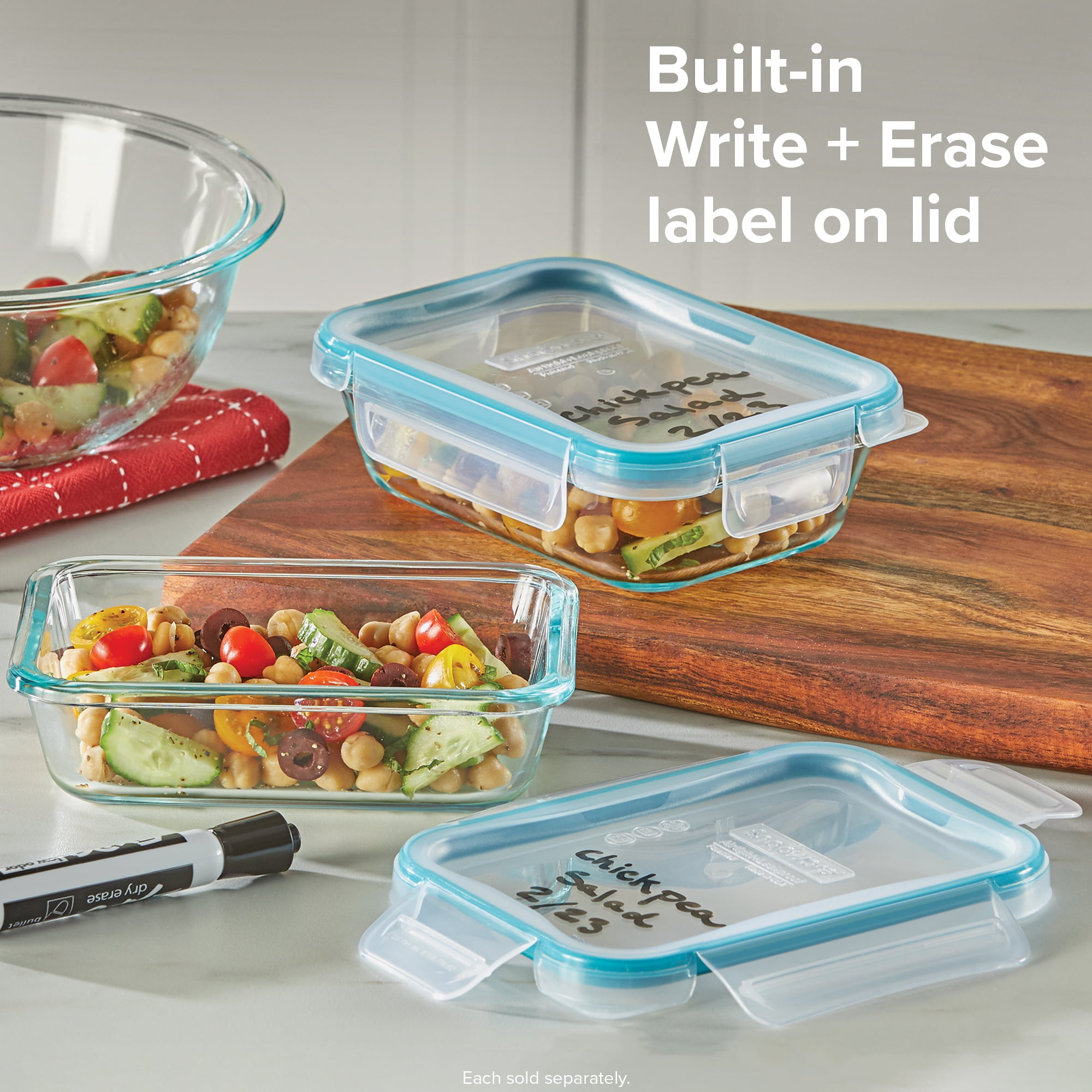 Circleware Snap Lid Square Glass Container Set, 2-Piece