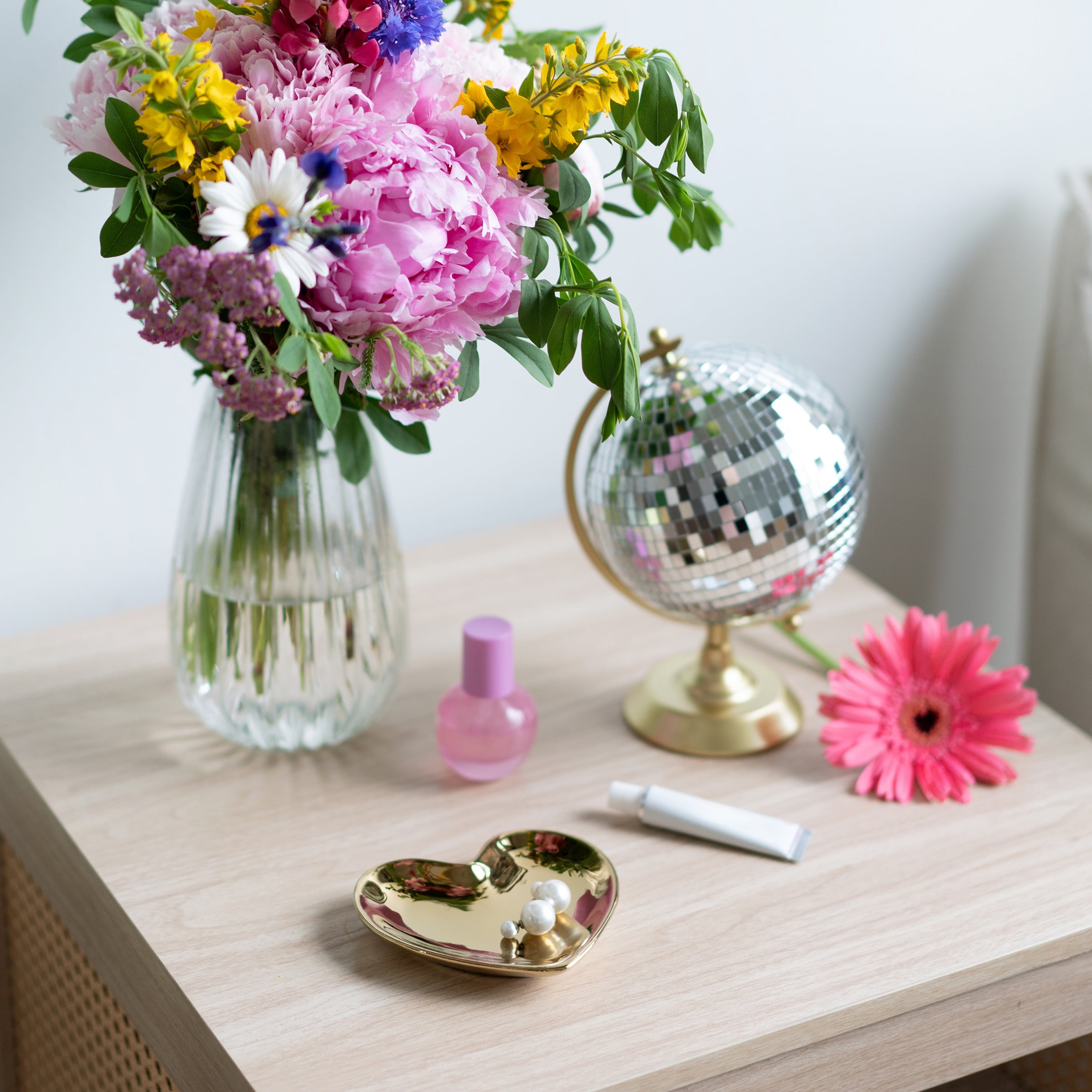 Mainstays Gold Ceramic Decorative Heart Tabletop Trinket Tray