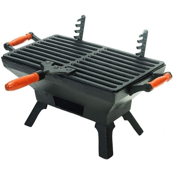 Sungmor Cast Iron Bbq Grill Tabletop Small Charcoal Stove for Heating Food, 1 Count, 31.5 x 19CM