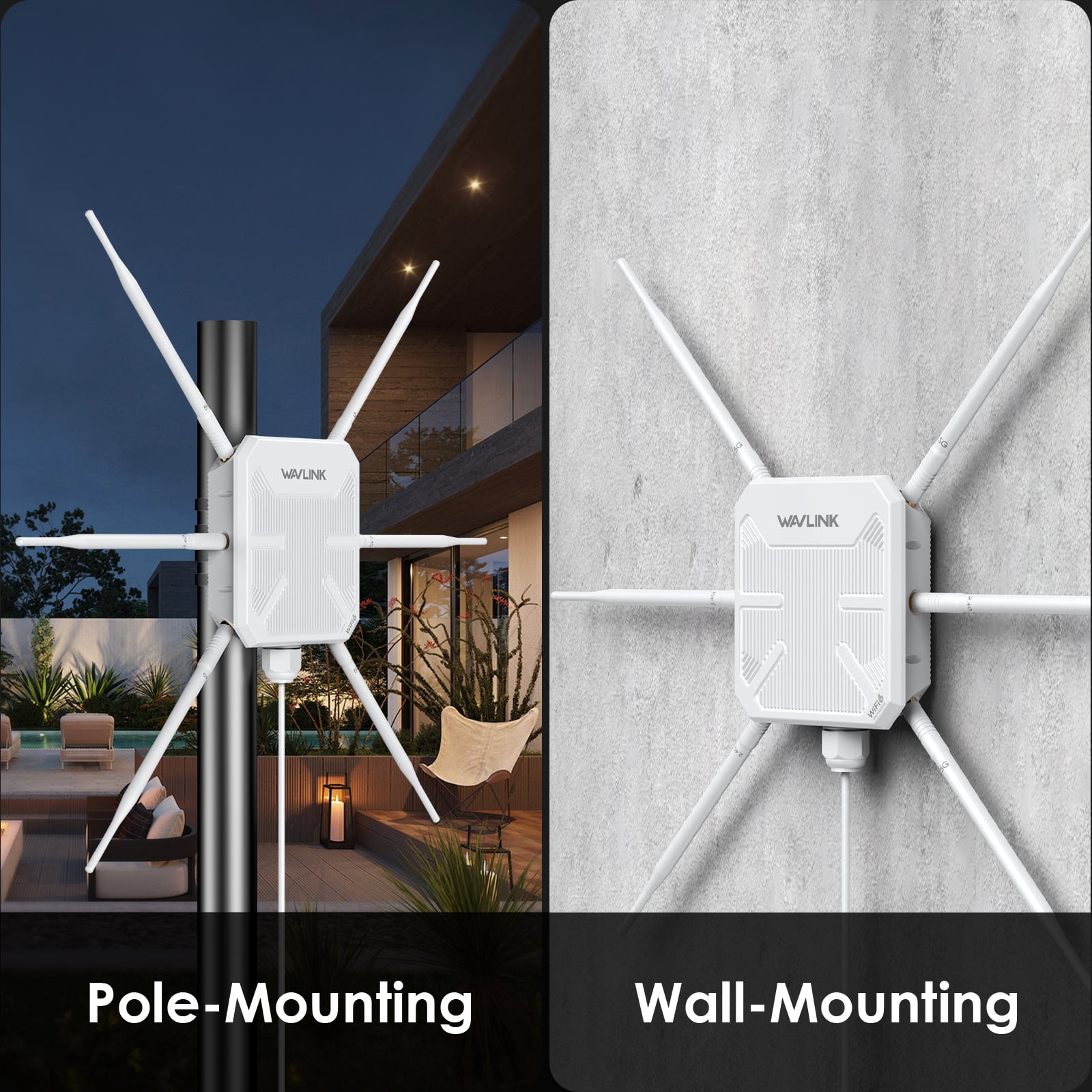 WiFi6 Outdoor Router AX3000 Access Point, Dual Band WiFi Router Mesh Extender with PoE/ Weatherproof