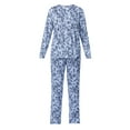 thumbnail image 4 of Aria Brushed Jersey Knit Long Sleeve Split Neck Pajama Set with Pockets, Sizes XS-5X, 4 of 5