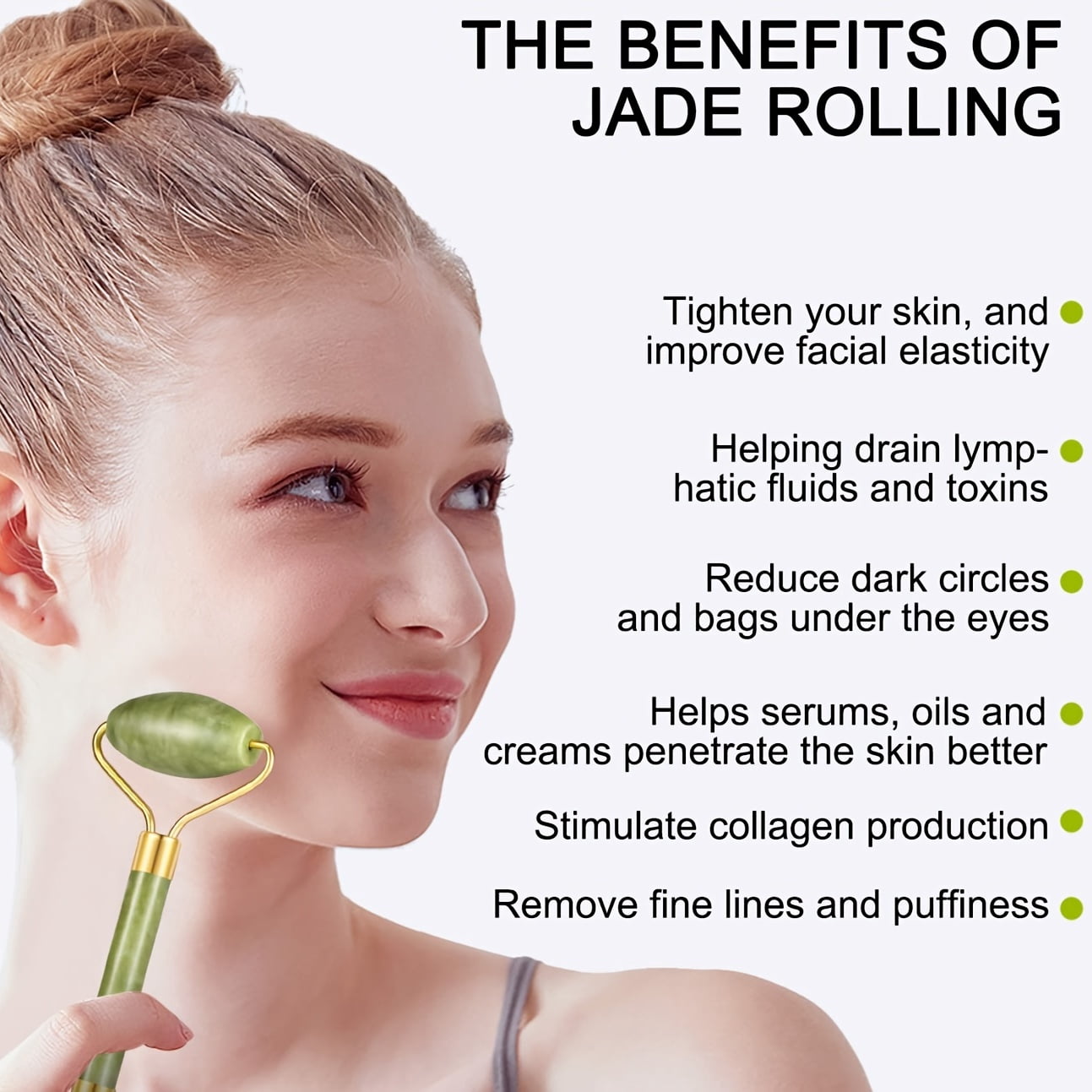 4pcs Jade Roller & Gua Sha Set, Facial Roller Massager With Gua Sha Scraping Tool, Jade Stone Massager For Reducing The Look Of Aging, Reducing Puffiness & Firming, Rejuvenate Face And Neck,