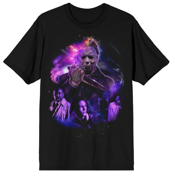 John Carpenter's Halloween Purple Universe Crew Neck Short Sleeve Men's Black T-shirt-Medium