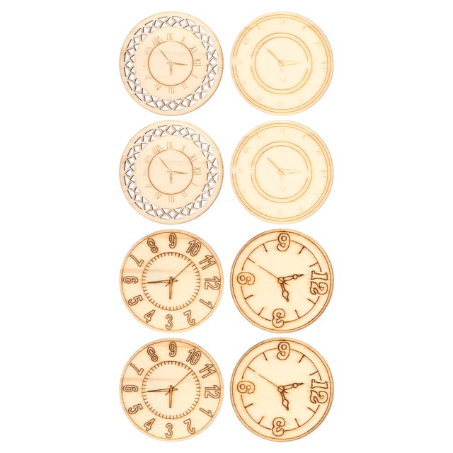Recortes de madera, 8 piezas de madera para pintar para manualidades para bodas para bricolaje,Recortes de madera, rebanadas de madera, patrón de reloj de madera artesanal, piezas de madera, manualida