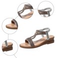 thumbnail image 6 of Rokment Bling Rhinestones Vintage Metallic Wedge Slingback Dressy Sandals for Women Bride Wedding Boho Beach Elastic Ankle Strap Dress Summer Shoes 2026 Silver Size 8, 6 of 7