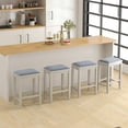 thumbnail image 3 of Spaco 2 Pieces 25 Inch Upholstered Bar Stool Set with Solid Rubber Wood Frame and Footrest-White, Bar Height Stools, Counter Height Bar Stools for Kitchen, Dining Room, 3 of 10