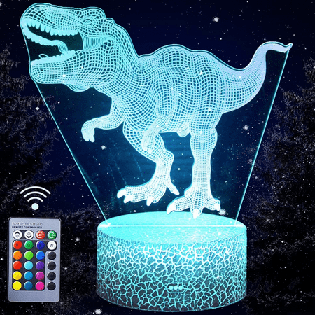 

3D Tyrannosaurus Dinosaur Night Lights T- Rex Illusion Lamp Light with Remote Controller & 16 Colors Changeable Best Christmas Birthday New Year Gifts for Boys Kids