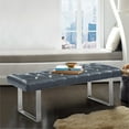 thumbnail image 2 of Armen Living Plaza Faux Leather Tufted Bench in Gray and Silver, 2 of 3