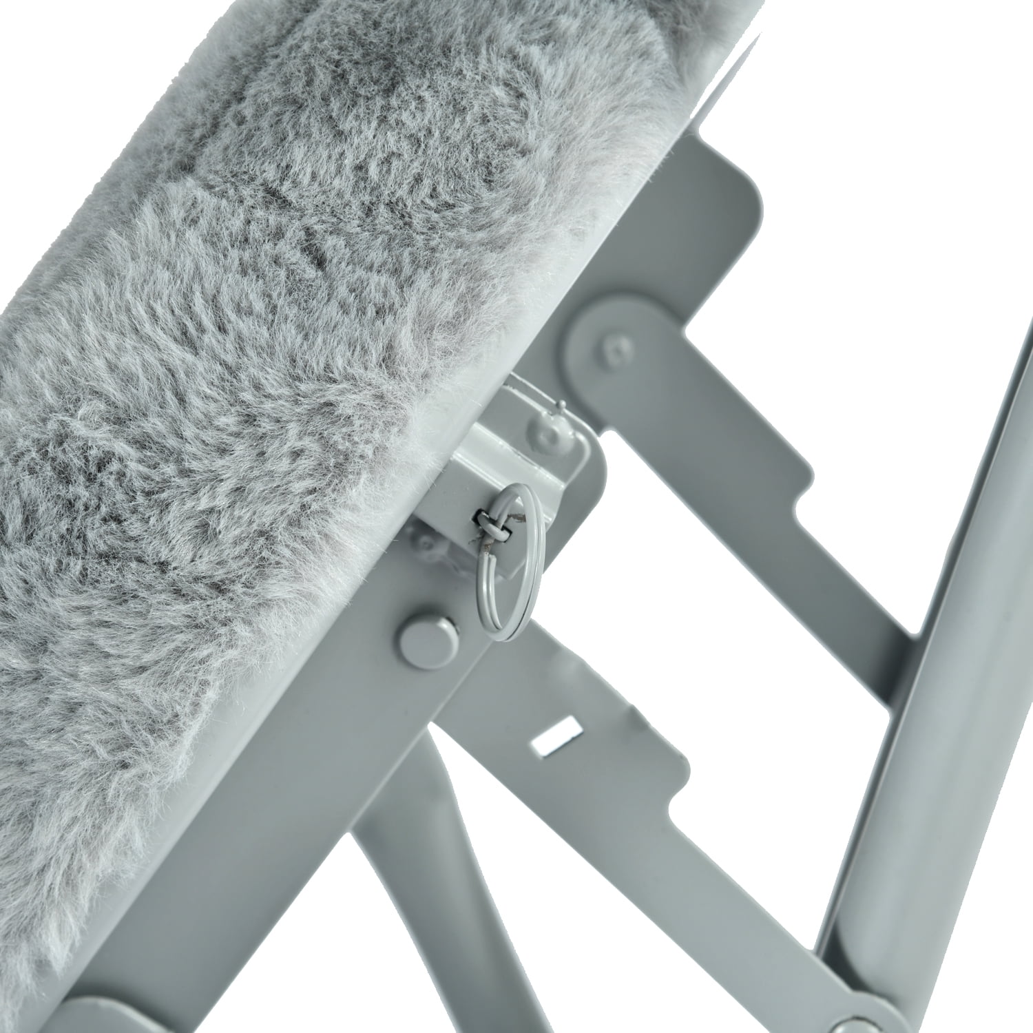 Homy Casa Folding Vanity Chairs Set of 4, Faux Fur Makeup Chairs for Small Spaces, Gray