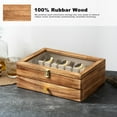 thumbnail image 2 of Fine Silverware Box with Glass Lid, 2-Layer Wooden Silverware Chest with Drawer, 14.5×10.6 Inches Vintage Style Decor Flatware Storage Case for Home&Restaurant (Torched Wood), 2 of 6