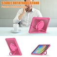 thumbnail image 6 of Silicone Case for iPad 9th Gen 2021/8th Gen 2020/7th Gen 2019, Heavy Duty 360° Ring Stand with Shoulder Strap Pen Holder Translucent Hard PC Back Case Cover for iPad 10.2 Inch, Rose, 6 of 16