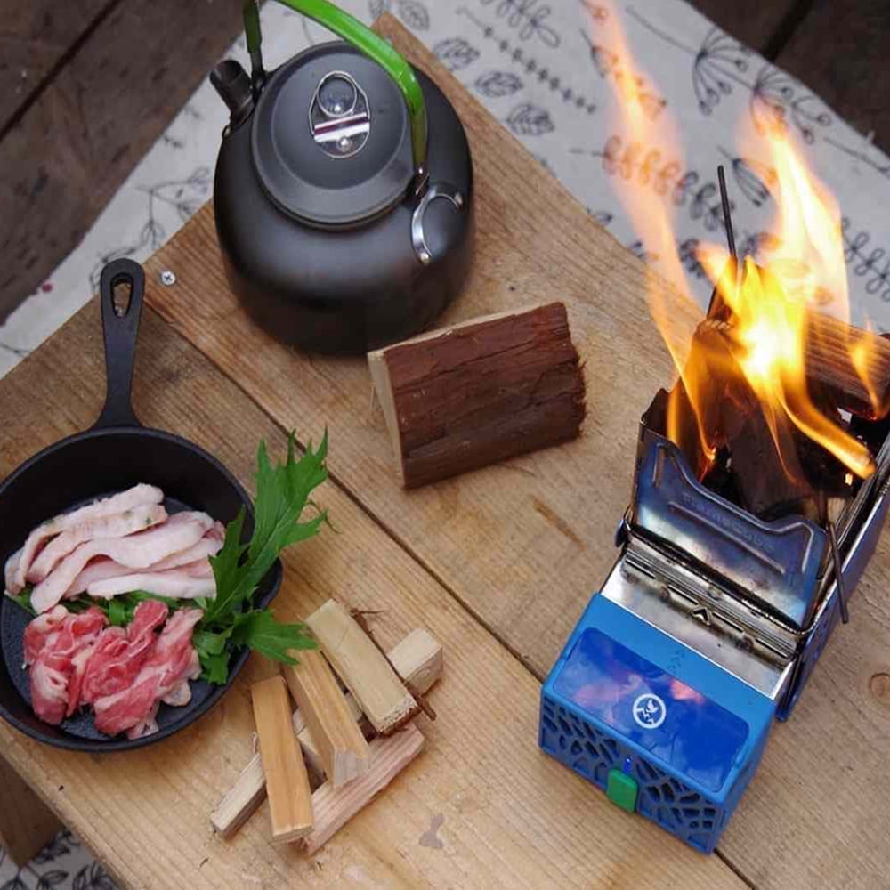 Flame Cube Portable Wood Buring Camp Stove Outdoor Folding Backpacking Stove With Battery To Power USB Charging