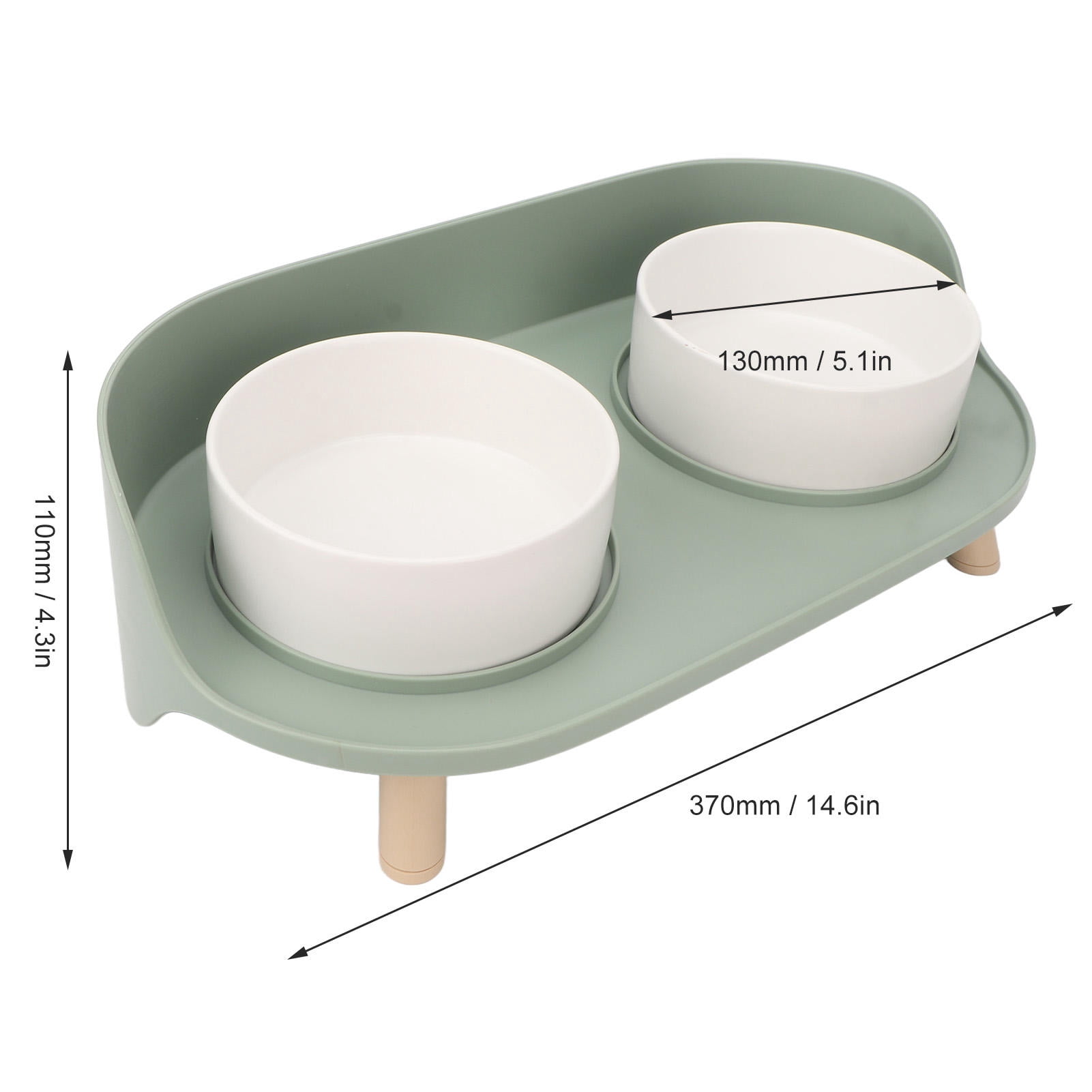 BOKYAN Anti‑Slip Ceramic Cat & Dog Raised Bowls – Double Food & Water, Neck‑Protection, Spill‑Proof, Rounded Edge, Easy‑Clean, Ideal for Small Pets