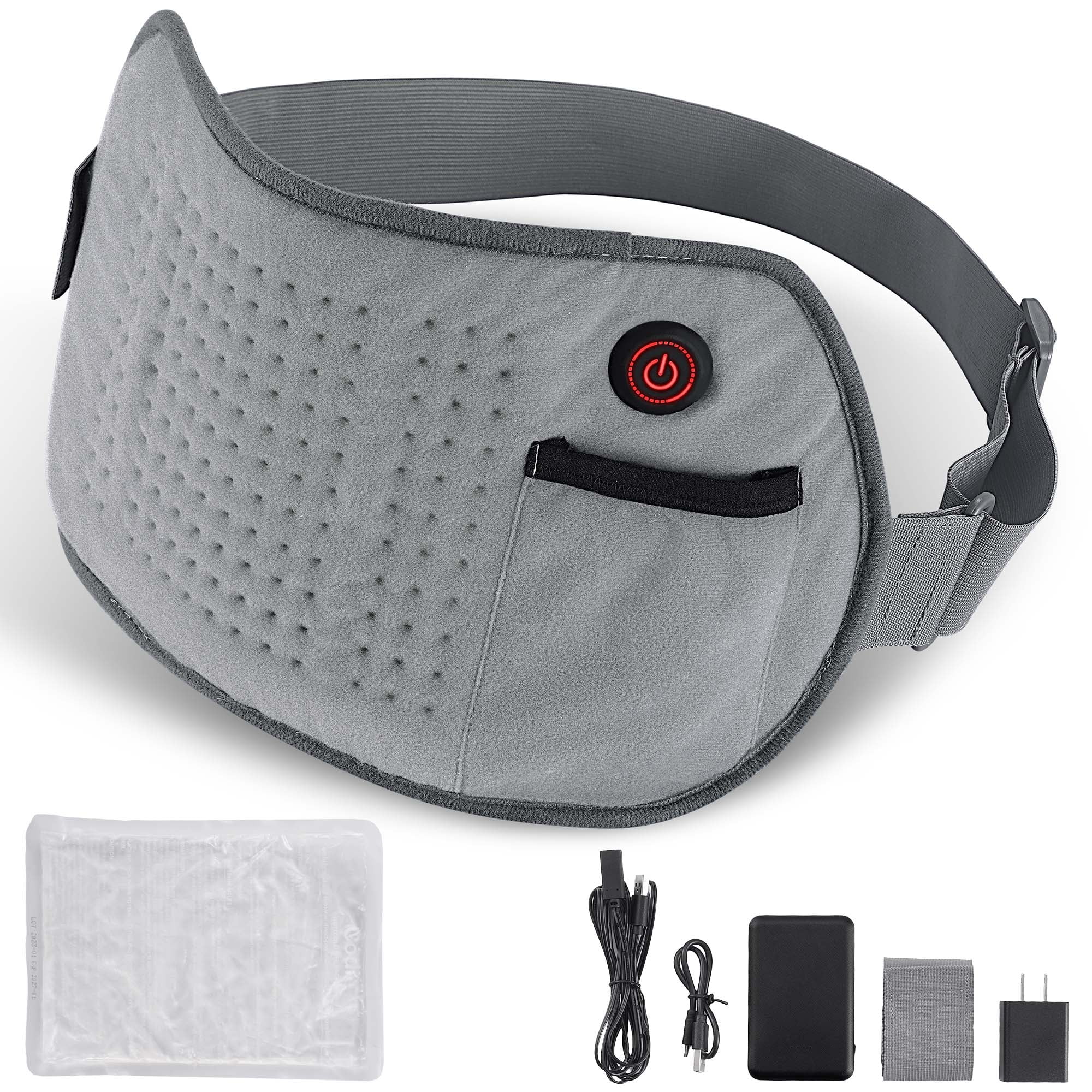 MaxKare Portable Heating Pad for Hot and Cold Use with USB, Power Bank & Gel Pack, 3 Heat Settings & Auto Shut-off, for Full Body Stress Relief, Home & Car Use, 8"x15"-Gray