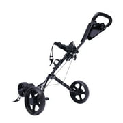 ToppiJoy 3 Wheel Push Pull Golf Cart with Foot Brake, Golf Trolley with Adjustable Straps, One Second to Open & Close, Cup Holder Included (Black)