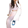 thumbnail image 2 of Conjunto de Dos Piezas para Mujer, Estilo Casual, Ideal para Estar en Casa. Incluye Top de Larga Ligeramente Corto y Pantalón de Pierna . Rosa - M, 2 of 8