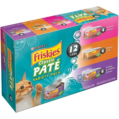 Purina Friskies Classic Pate Wet Cat Food Variety Pack- (12) 5.5-oz. Cans