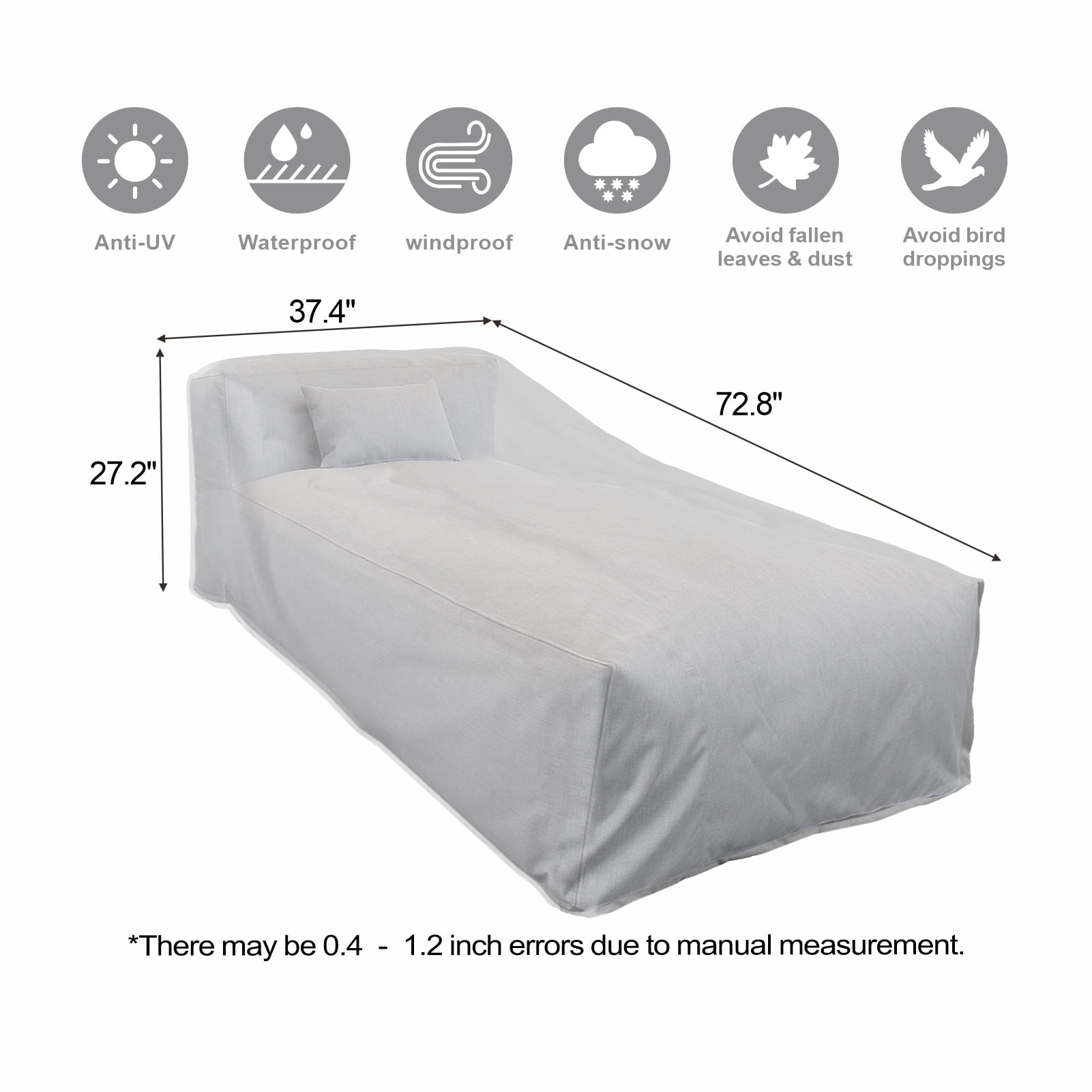 Evita Waterproof Patio Sofa Cover, 148.8" L x 76.4" W x 27.2" H, Outdoor Furniture Cover, Heavy Duty 290G Polyester, Windproof Patio Couch Cover, All Weather Protection