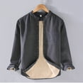 thumbnail image 3 of Men's Casual Corduroy Shirt Long Sleeve Comfortable Pocket Collarless Top Soft Breathable Stylish Versatile Men's Oversized Tee Summer Tops Streetwear, 3 of 3