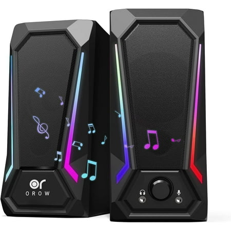 OROW Computer Speakers,Gaming Dual 5W Speakers with Headphone and Mic ...