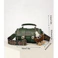 thumbnail image 2 of Women's Vintage Boston Bag Top Handle Satchel Purse Wide Strap Crossbody Handbag with Pom Pom Charm, 2 of 5