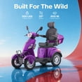 thumbnail image 3 of Upgrade Heavy Duty 4 Wheel Mobility Scooters for Seniors & Adults 500lbs Capacity,Arshin 800W All Terrain Fast Mobility Scooter for Travel,Electric Powered Chair,25 Miles Rang,Remote Key(Purple), 3 of 18