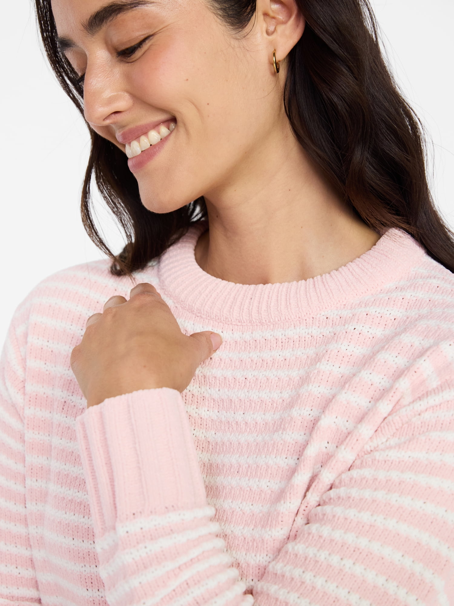 Time and Tru Women's and Women's Plus Long Sleeve Chenille Pullover, Sizes XS-4X